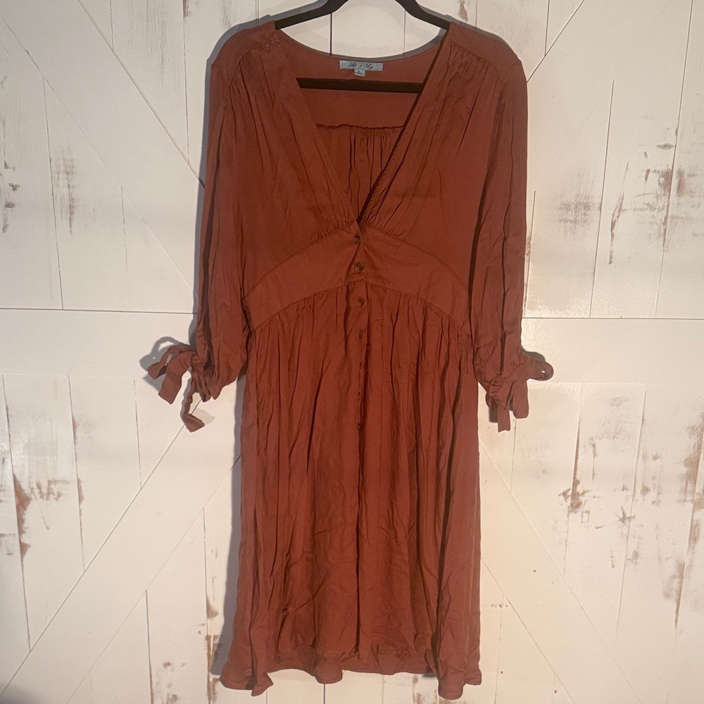 She + Sky Rust Midi Dress